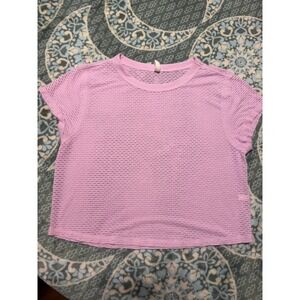 NOT AVAIL Free People FP Movement Pink Mesh Cropped Workout Tee Shirt XS